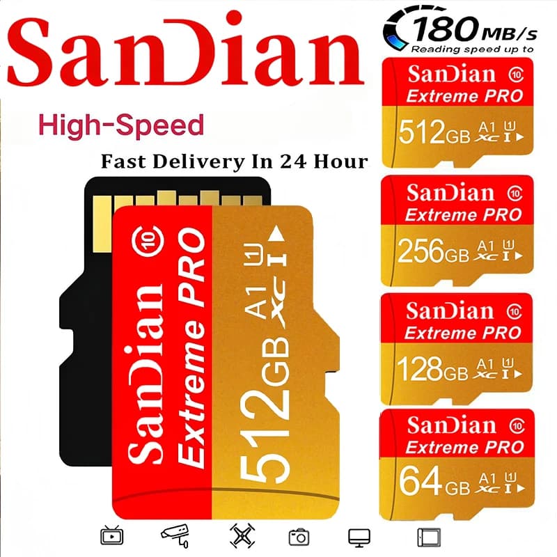 Micro TF SD Card Smooth 128GB 64GB 32GB Memory Card Anti-Static SD Cards TF Cards for Gaming Console/E-Reader/Desktop/Drone/Phon