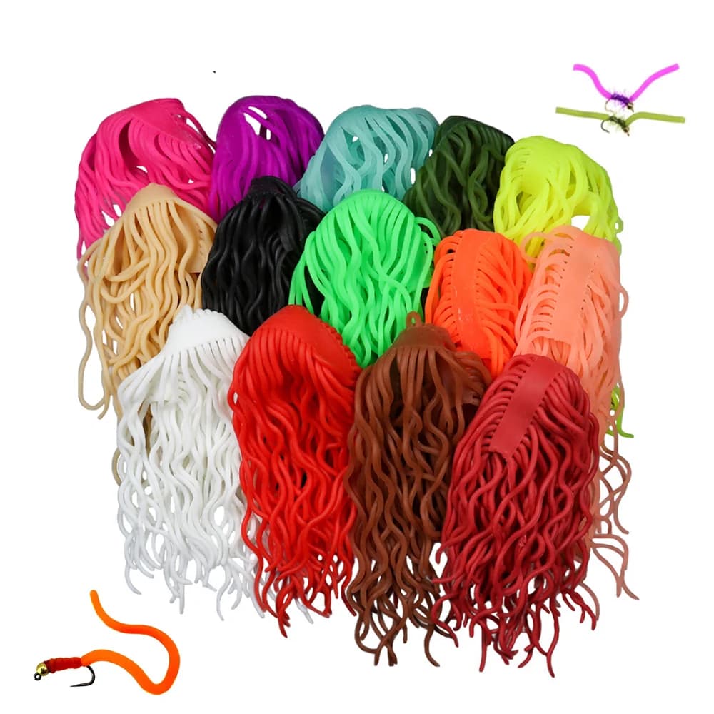 2 Packs of 60 threads of soft baits in the form of worms, material for the construction of artificial flies, worms San Juan, baits in the form of lombs for trout fishing