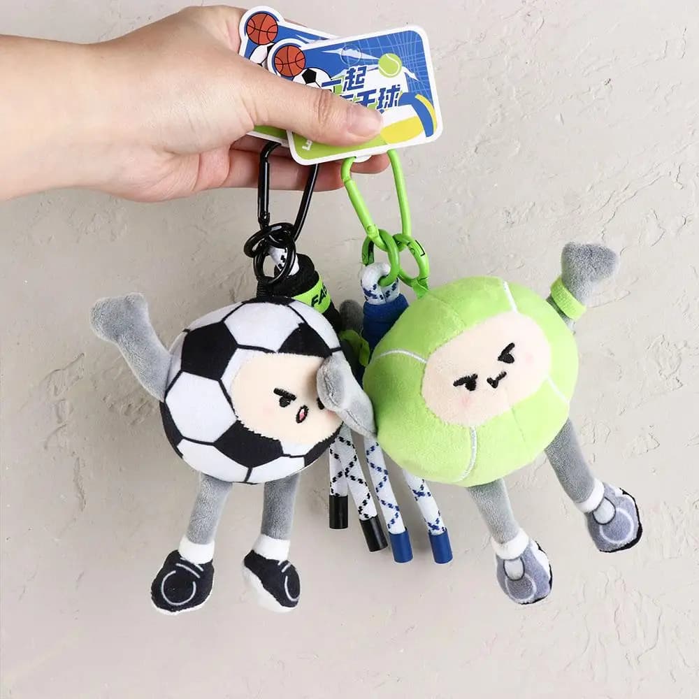 Basketball Keychain Football Volleyball Basketball Baseball Volleyball Pendant Fluffy Cute Football Key Ring