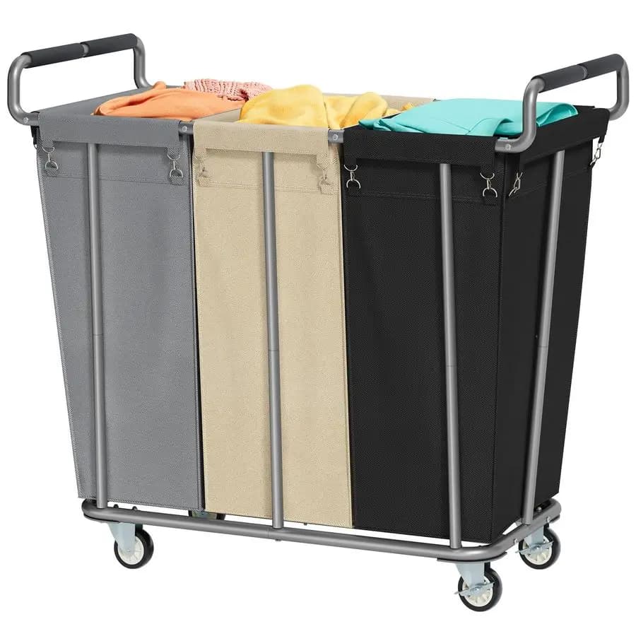 Large basket with wheels, 360L, 3 bags, trolley with wheels, basket with extra large, durable