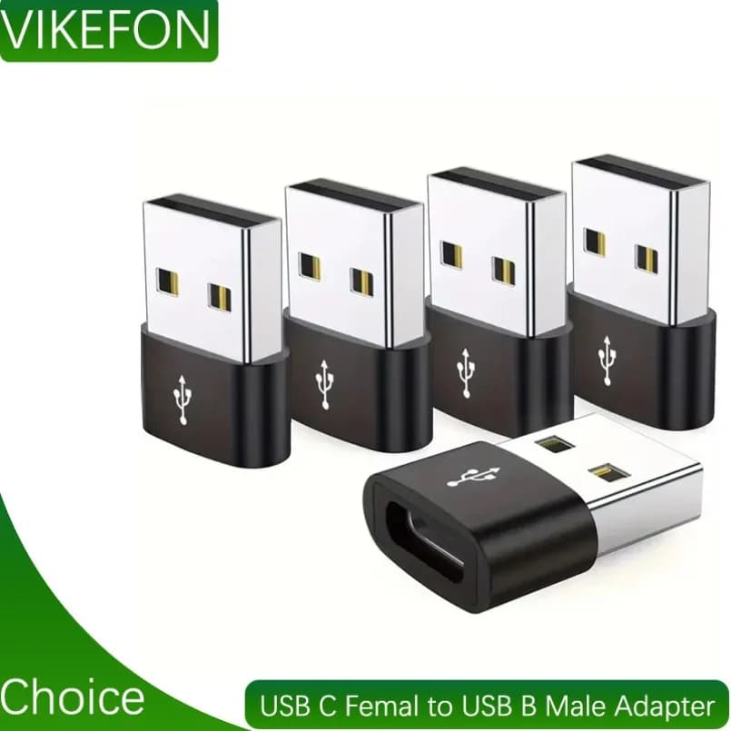 Universale 5 pezzi USB C femmina a USB B maschio adattatore durevole struttura metallica per iPhone iPad Samsung S24 S23 S22 IWatch AirPods