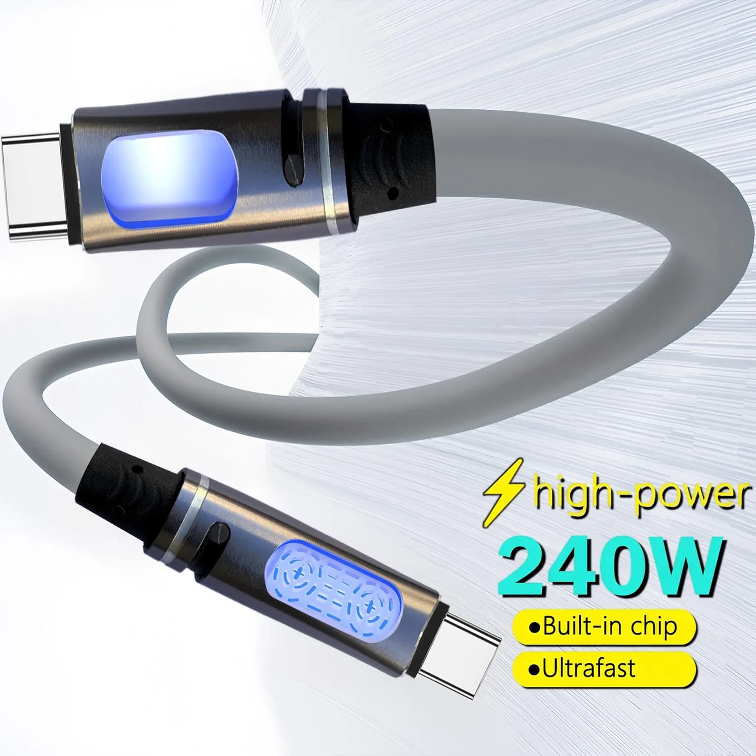 Cavo USB-C a USB-C da 1m 240W per ricarica rapida PD con aromaterapia, caricatore rapido PD a USB-C per Xiaomi POCO Huawei, cavo dati.