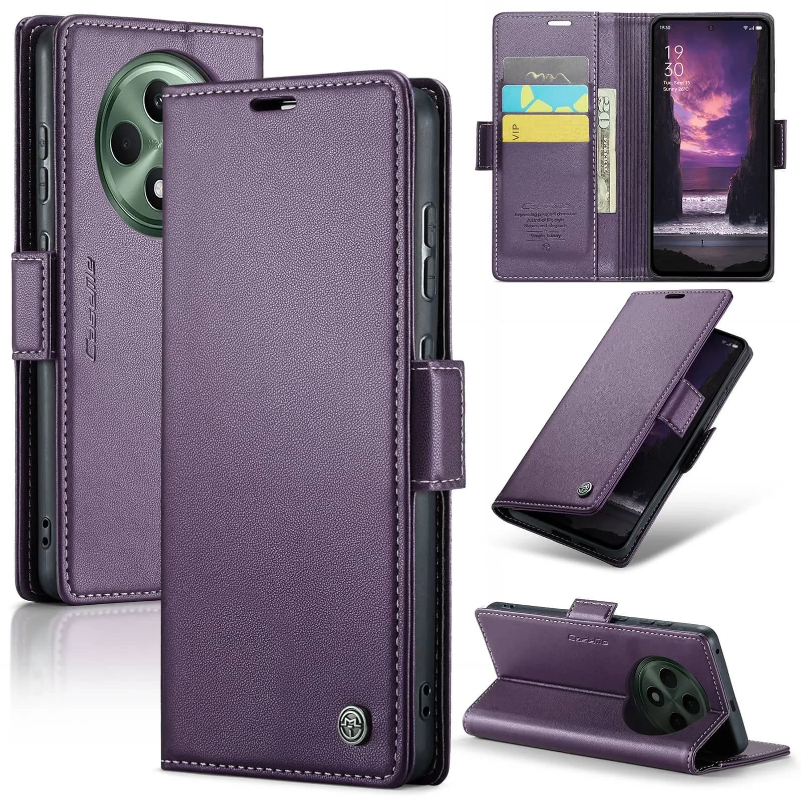 Per OPPO Reno12/12 Pro 5G/Reno12F 4G/5G/12FS 5G Custodia con porta carte, Custodia a portafoglio con blocco RFID, Cover in pelle resistente