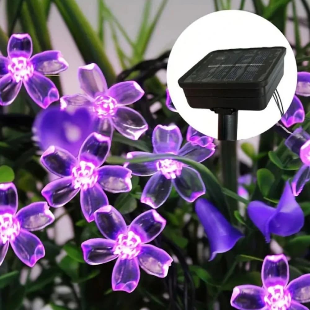 Luce da fata con fiori di ciliegio ad energia solare 5m20led Luce esterna impermeabile per la decorazione dell'albero di Natale del giardino della festa nuziale