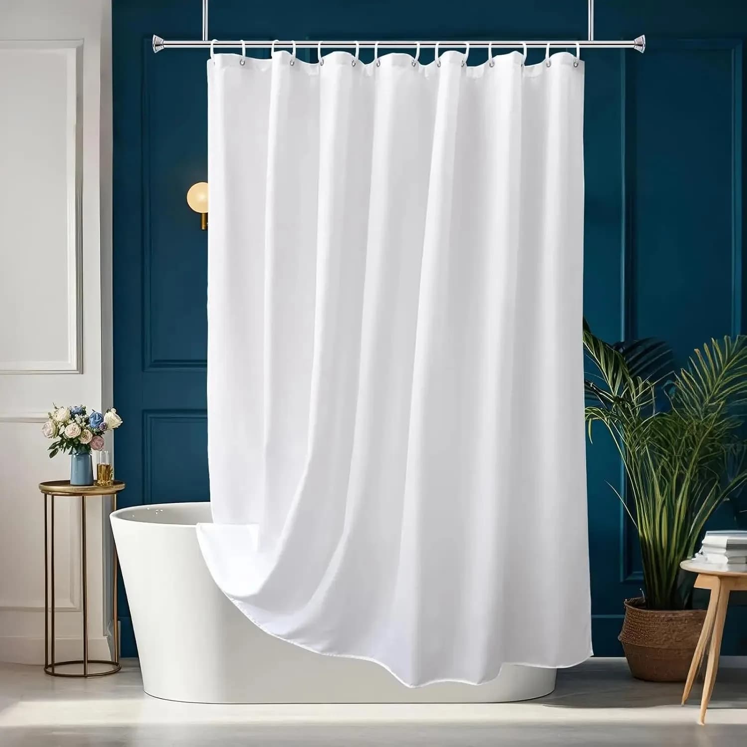 Tende da doccia bianche, rosa, blu, verdi, moderne, per bagno, vasca da bagno, tende a righe, decorazioni per il bagno di casa con ganci