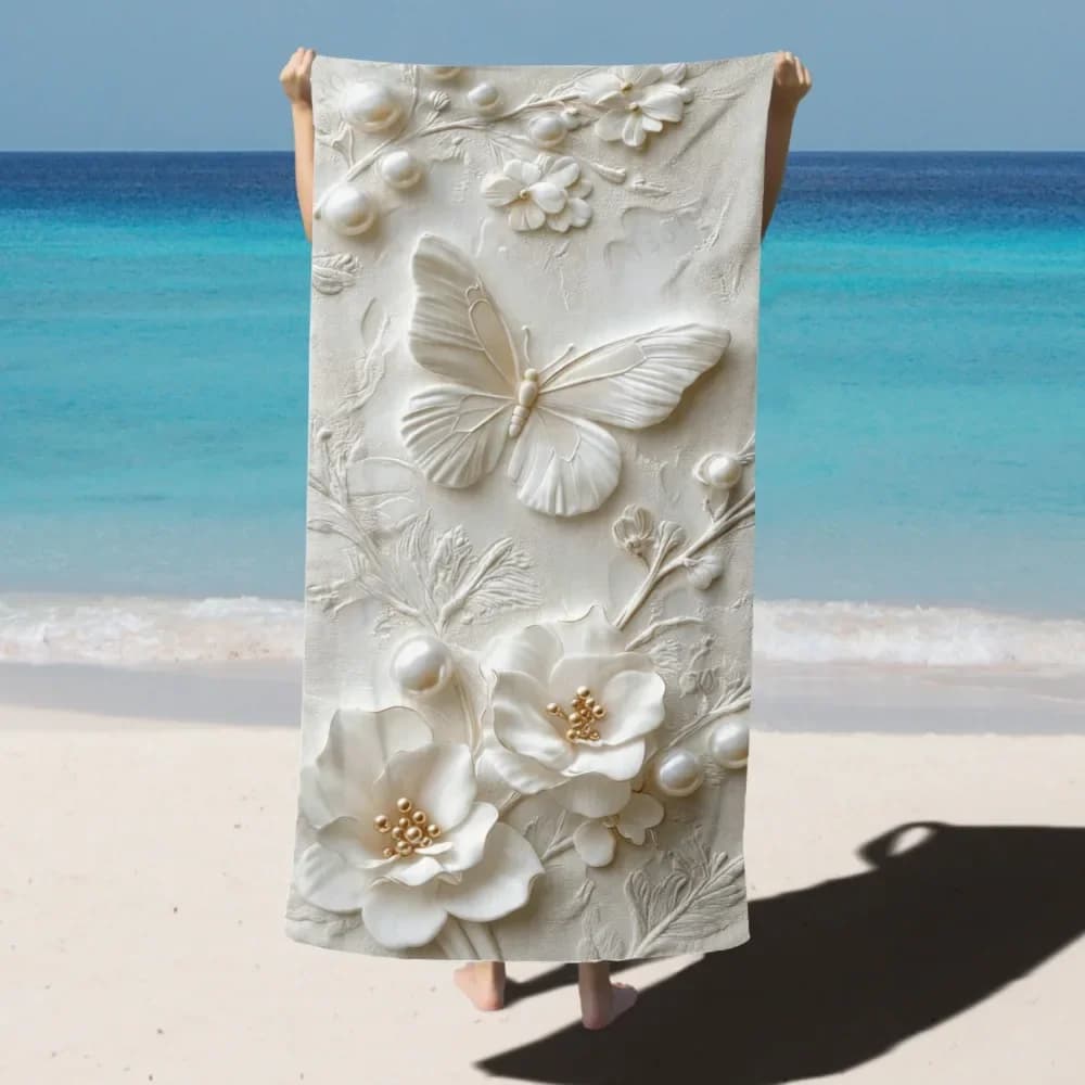 Asciugamano da Spiaggia a Tema Oceano con Simpatico Granchio, Asciugamano 2D Piatto in Microfibra Morbida ad Asciugatura Rapida per Campeggio, Piscina e Viaggi