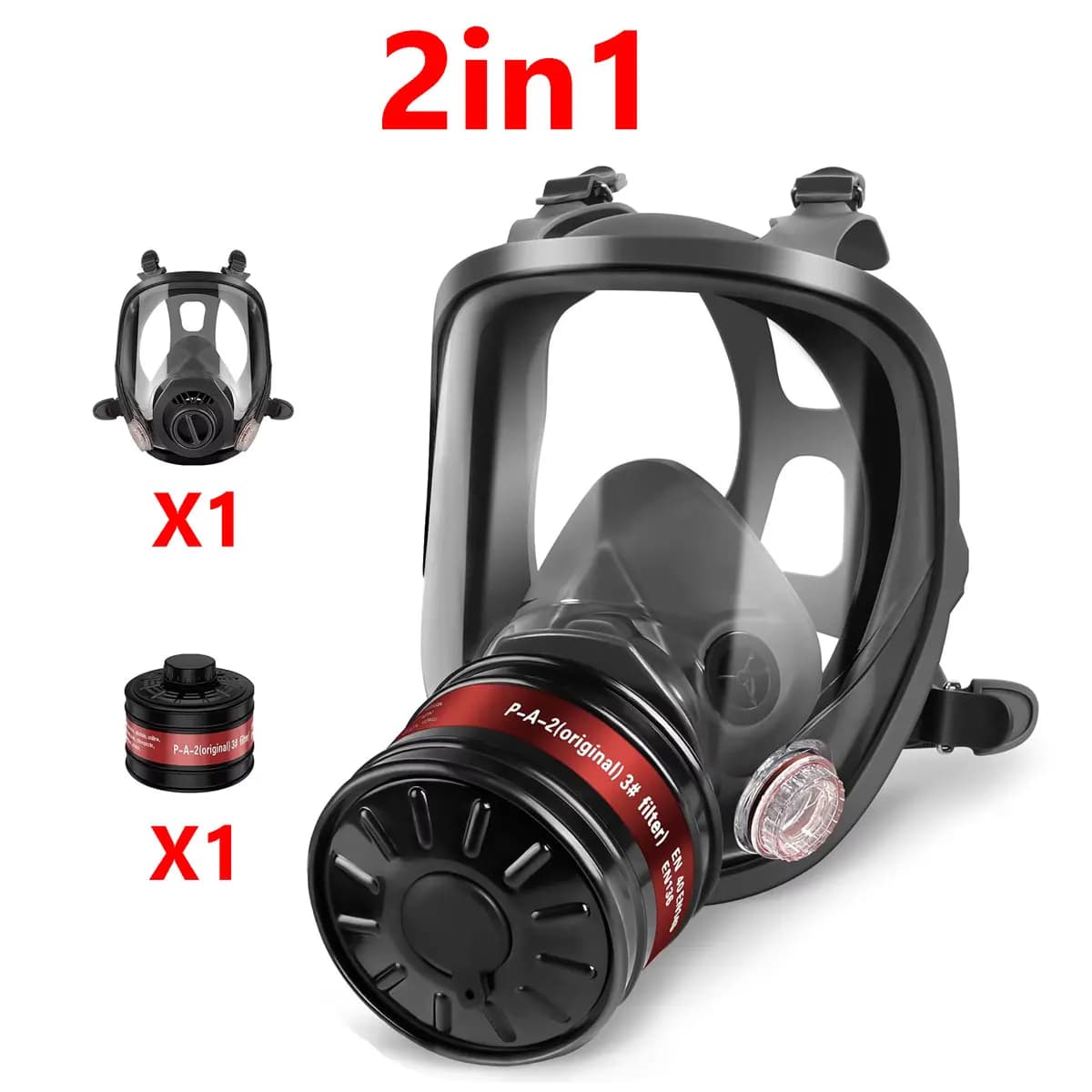 Maschera antigas per respiratore a pieno facciale con filtro da 40 mm, maschere antigas a pieno facciale Respiratore chimico di sopravvivenza con filtro da 40 mm