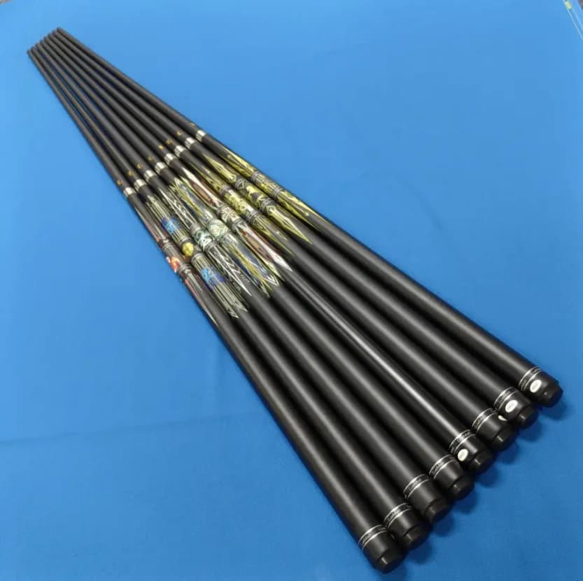 Stecca da biliardo da biliardo nera superiore da 58 pollici con giunto Uni Lock in fibra di carbonio con punta da 13 mm 1/2
