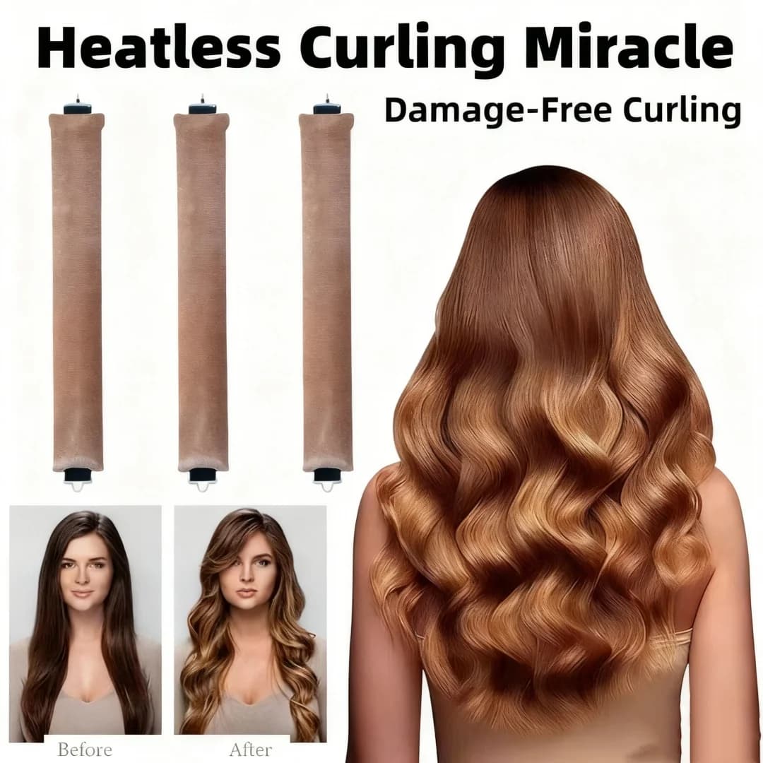 282-New curling wands without heat in foam (set of 3 pieces) – Miracle curling hair with hooks and core in metal wire for big waves