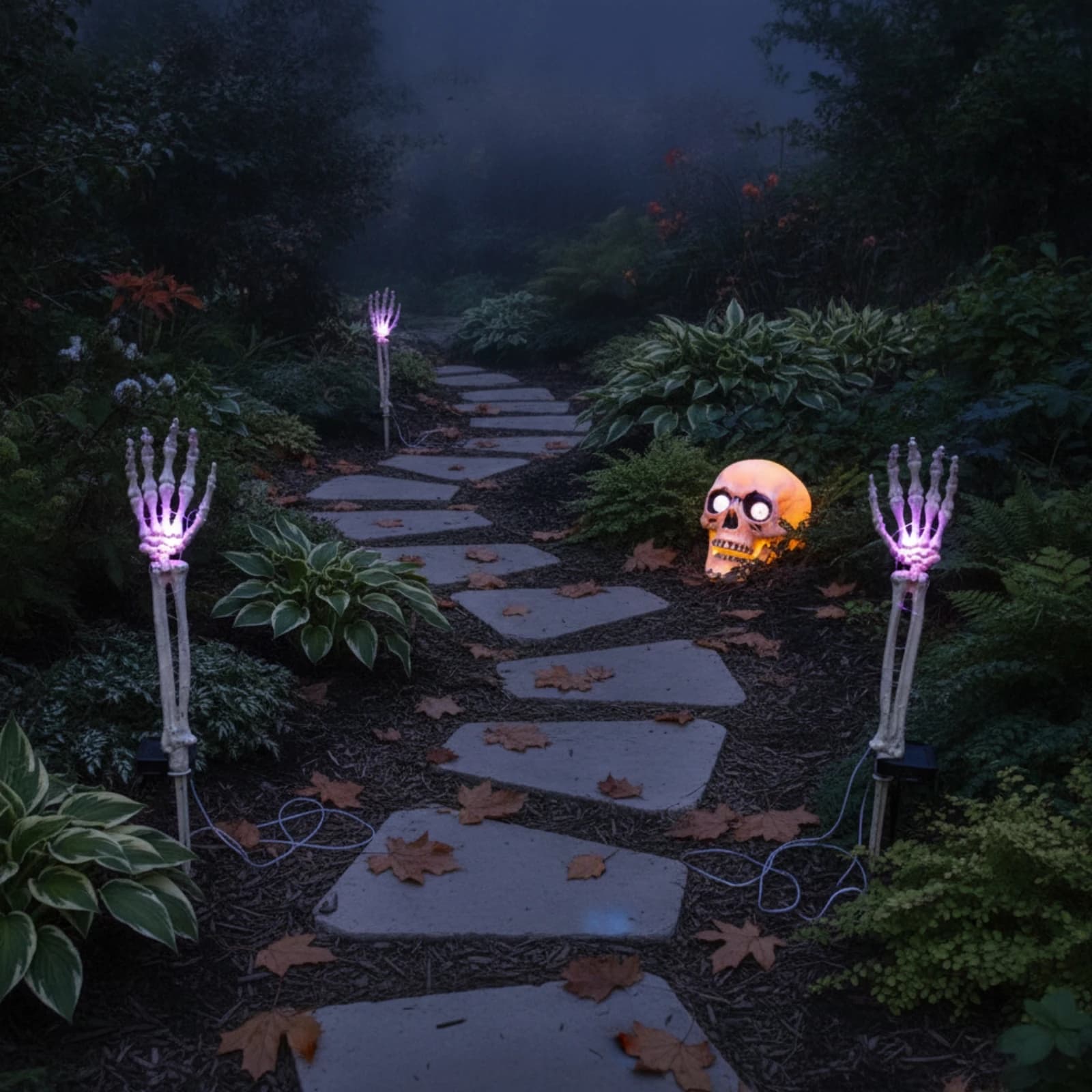 Skull Light with Ground Stake Spooky Skeleton Hand Candle Stake Lights Skeleton Hand Light Outdoor for Yard, Garden