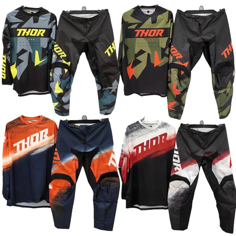 Completo Abbigliamento Moto Sportivo 2026 Launchmode Futura Nero/Rosso - Set Combinato per Moto Fuoristrada
