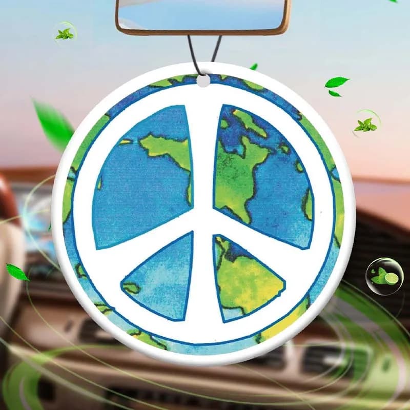 Peace sign on earth, car incense, car perfumes, long lasting fragrance, scented pendant for air intake, perfumed bag