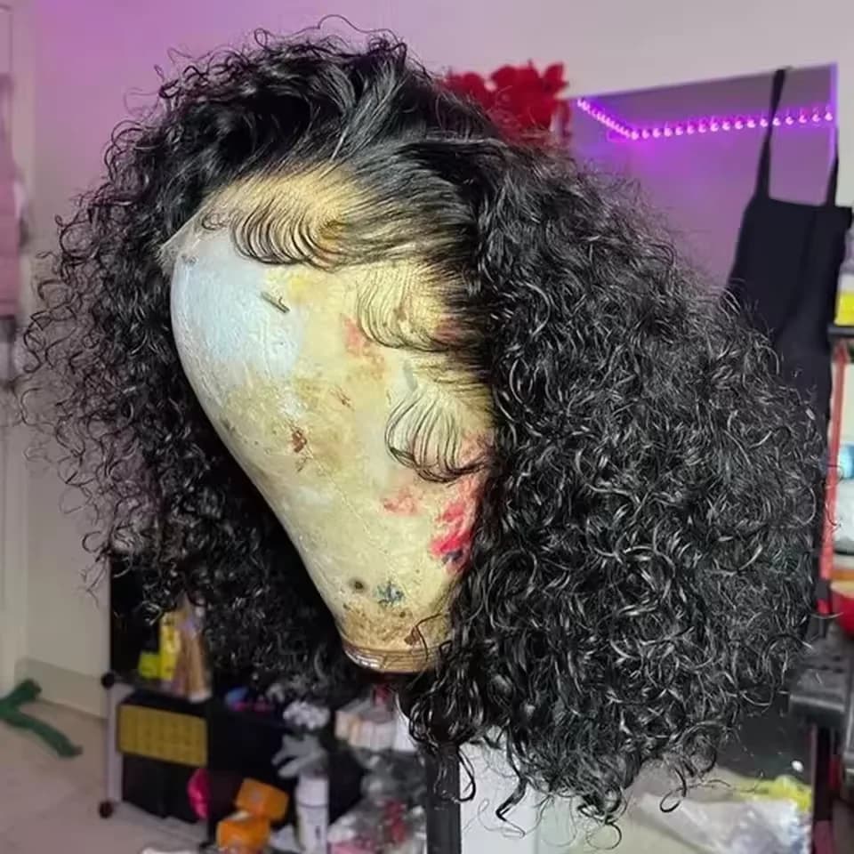 200% Density Jerry Curly Short Bob Wig Human Hair Bob Wigs Deep Wave 13x4 HD Lace Closure Wig Human Hair Wig Deep Curly Wig