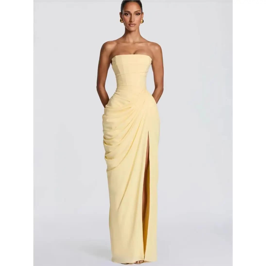 Sexy Backless Pure Color Evening Dress 2026 Women's Fashionable Cleanfit High Waist A-Line Skirt Polyester No Brand Registere...