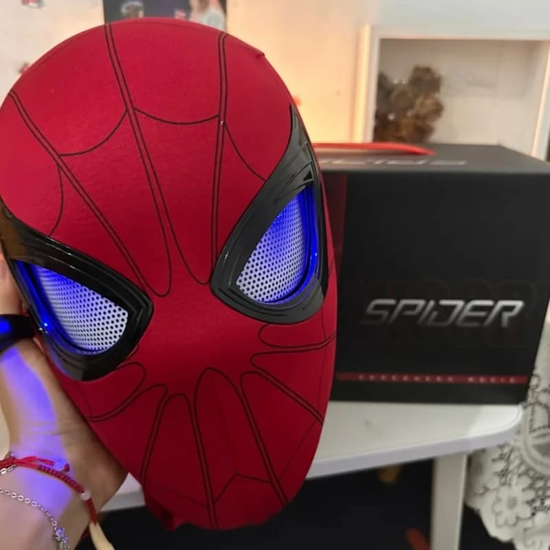 Maschera Marvel Miles Spiderman con Occhi Mobili, Maschera Elettronica Spider-Man 1:1 con Telecomando, Giocattolo per Adulti, Regalo