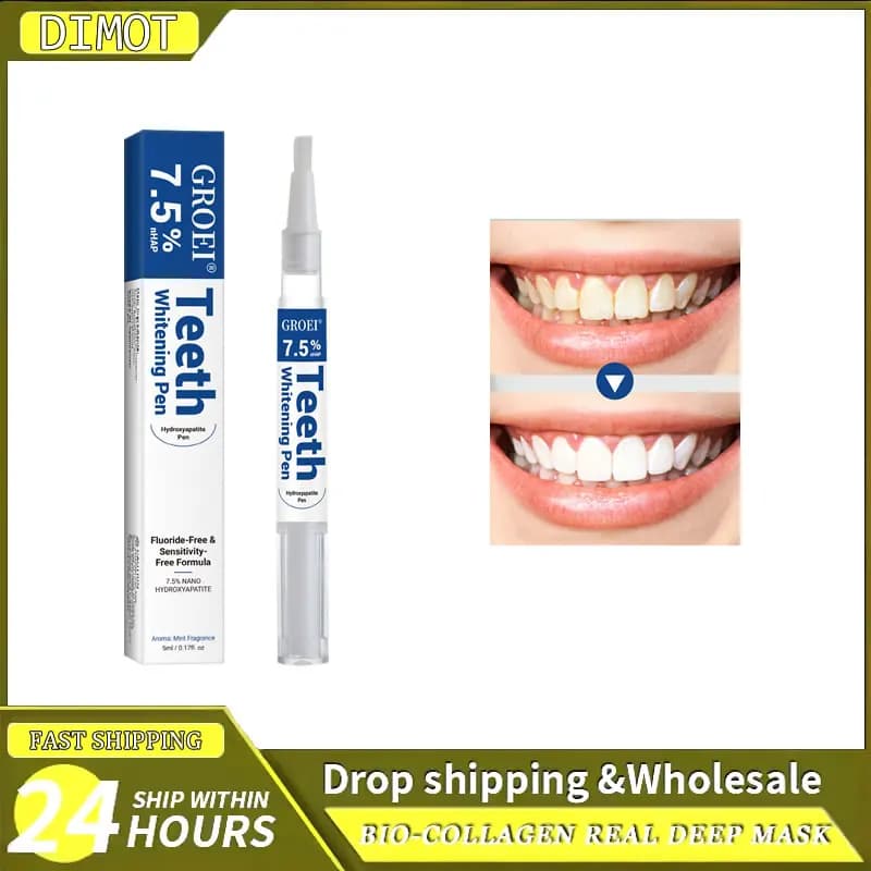 Whitening gel pen for hydrosapatite teeth that removes stains that restore teeth color whitening pen for instant teeth tool for cleaning oral hygiene