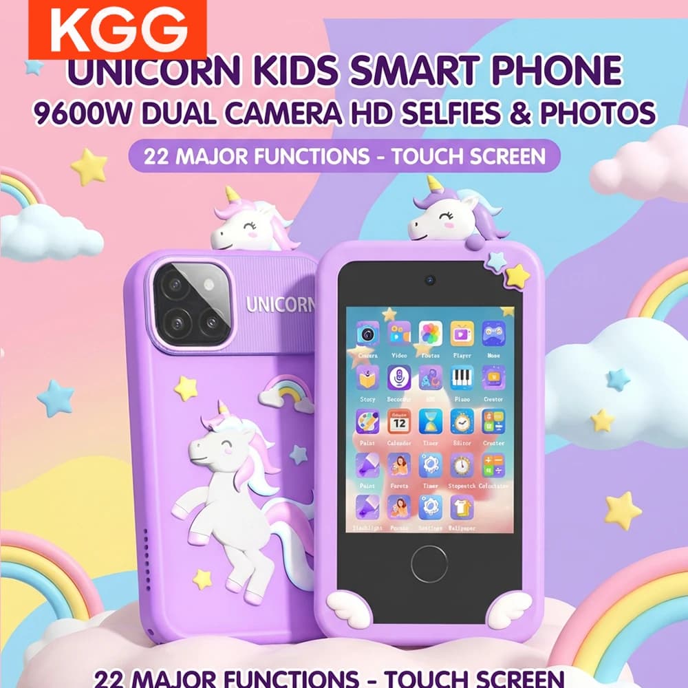 Telefono Intelligente per Bambini con Schermo Grande da 2.8'', Fotocamera, Lettore MP3, Giochi Educativi per Ragazze e Ragazzi, Mini Telefono Giocattolo 32GB