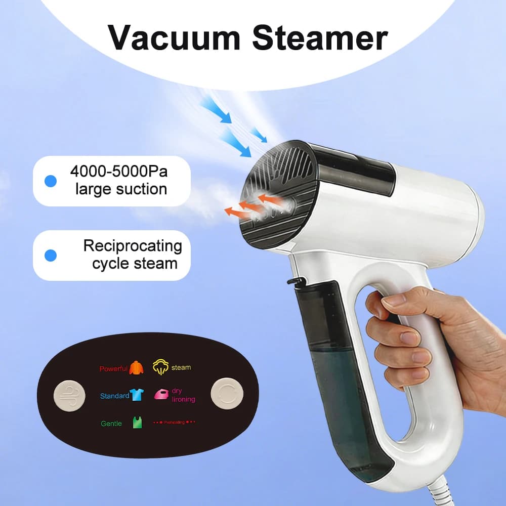 Ferro da Stiro a Vapore Portatile per Uso Domestico, Macchina Stiratrice con Forte Aspirazione, Stiratura a Secco, Vaporizzatore con Sensore Intelligente sul Manico