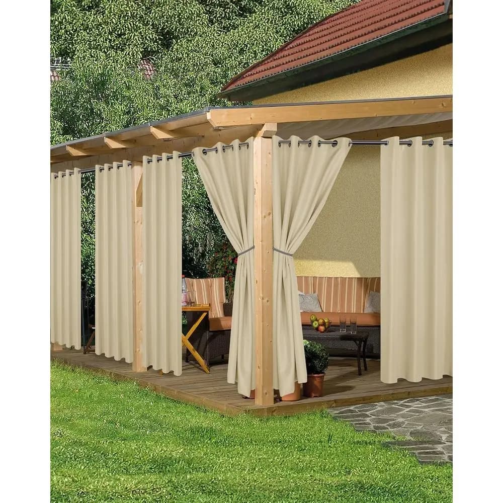 Tende da Esterno a 6 Pannelli per la Privacy, 54x84 Pollici, Resistenti alle Intemperie, Protezione UV, con Occhielli Color Crema