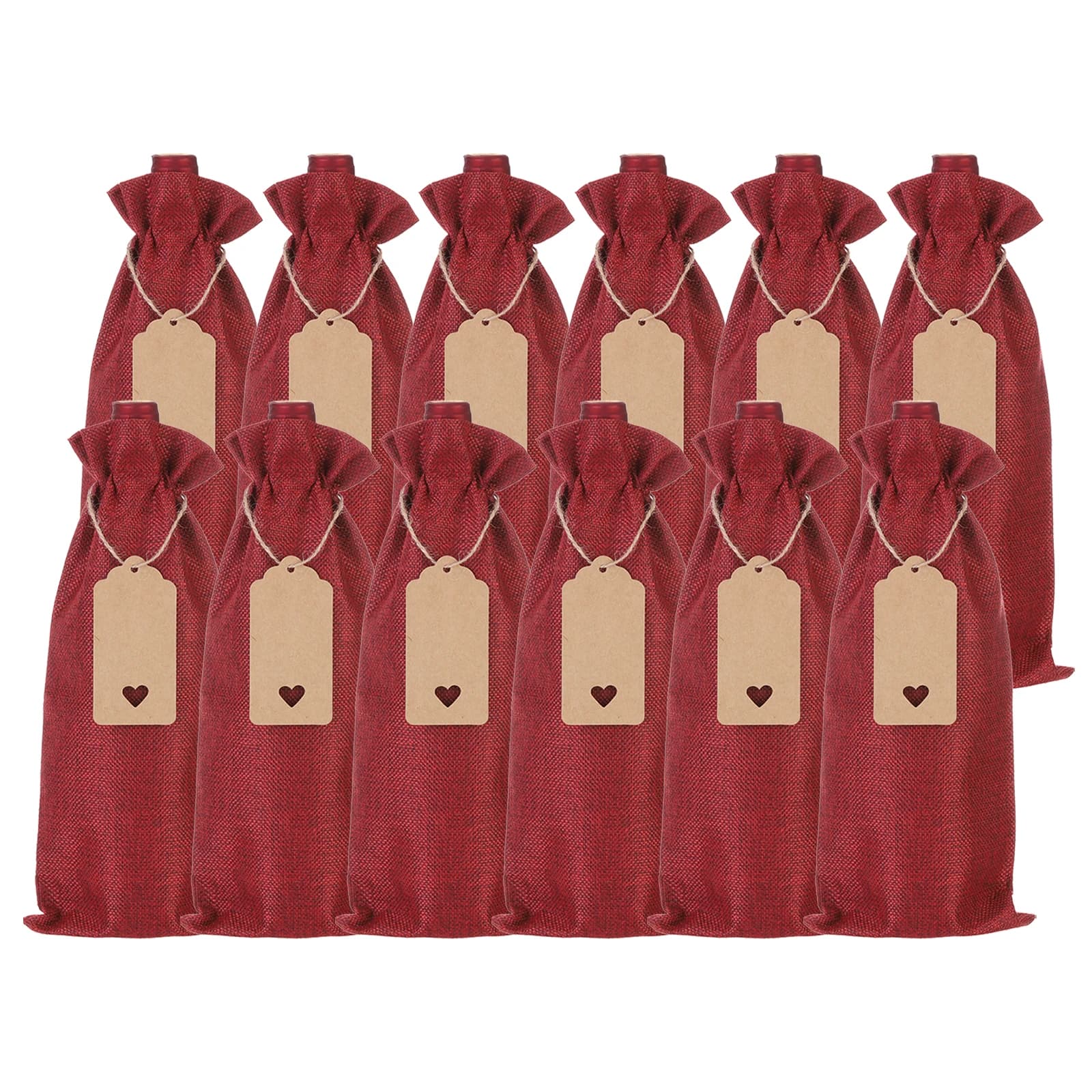 12 sacchetti per vino in tela da imballaggio, etichette regalo, sacchetti regalo riutilizzabili per vino, con cordoncini, sacchetti per bottiglie di vino, per matrimoni, feste di Natale