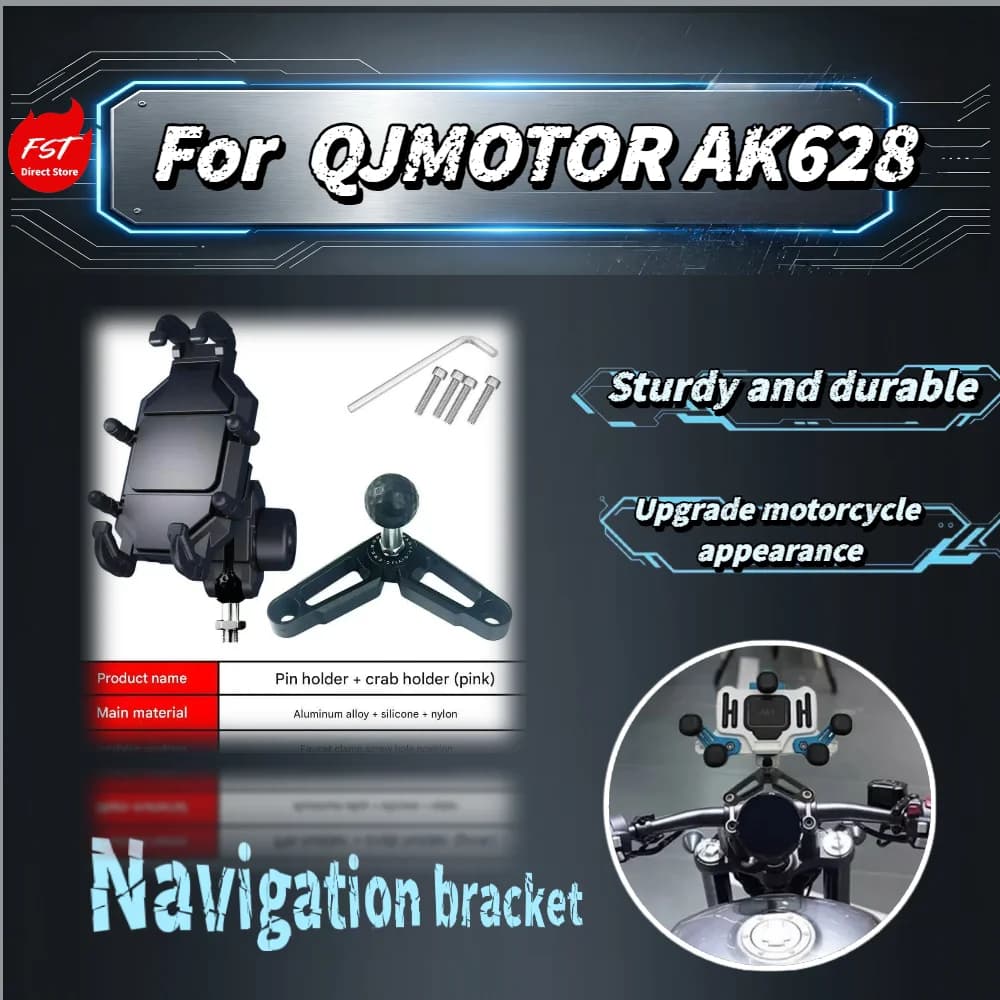 Supporto per Telefono e Action Camera da Montare sul Manubrio per Moto QJMOTOR AK628, Accessori Modificati