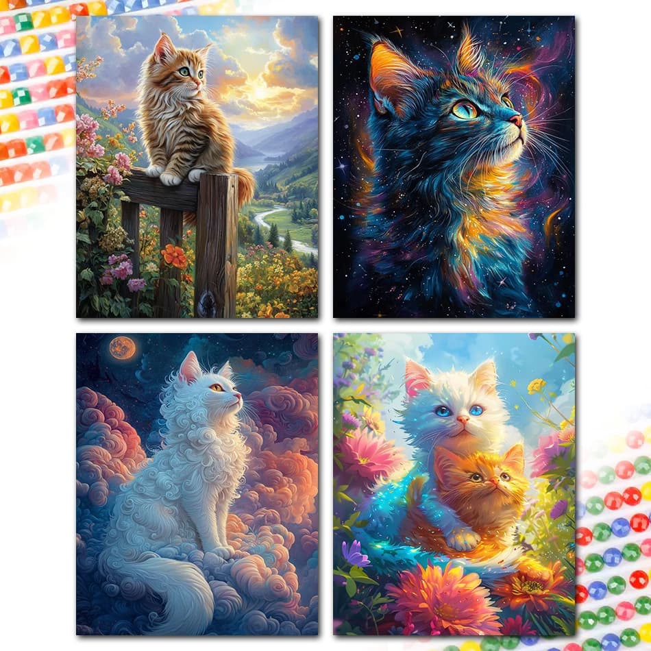 Kit Pittura Diamante 2026 Animali Gatto, Kit Arte Diamante 5D, Quadri Diamante, Kit Punto Croce, Ricamo Fai da Te, Set Artigianale, Decorazioni per la Casa