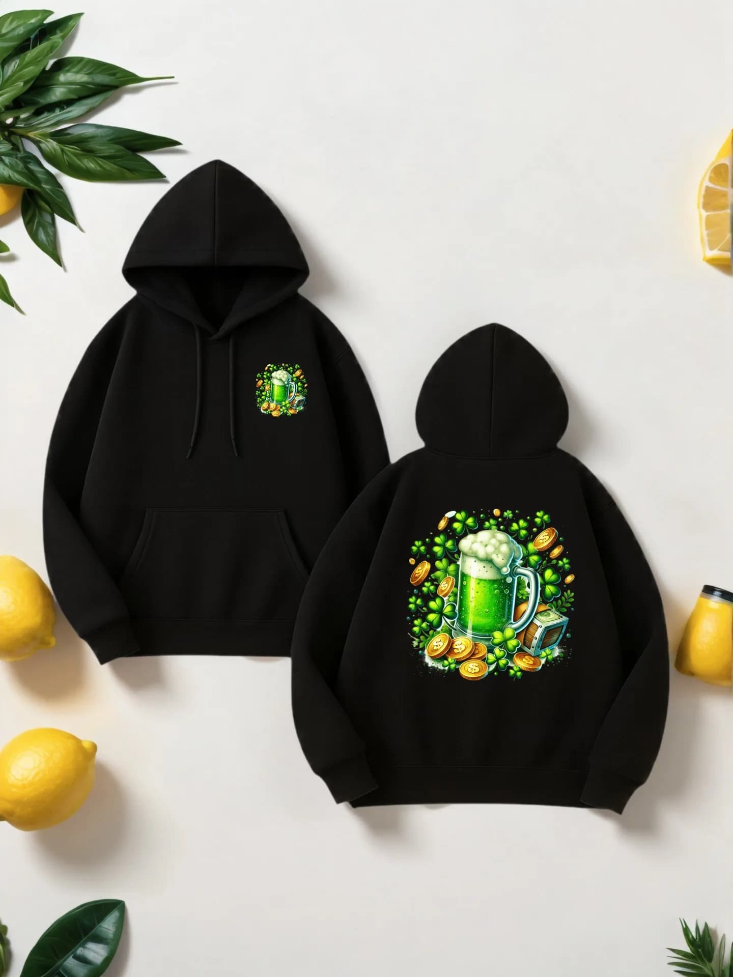 Felpa con cappuccio grafica da uomo, stile casual, foderata in pile, stampa grafica con tazza di birra, da indossare tutti i giorni, per giovani uomini