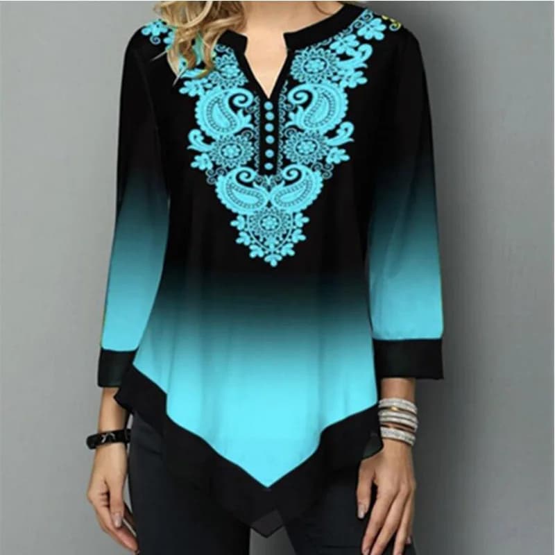 Camicia donna primavera estate camicetta manica 3/4 stampa casual camicia moda femminile magliette top 5XL StreetShirt