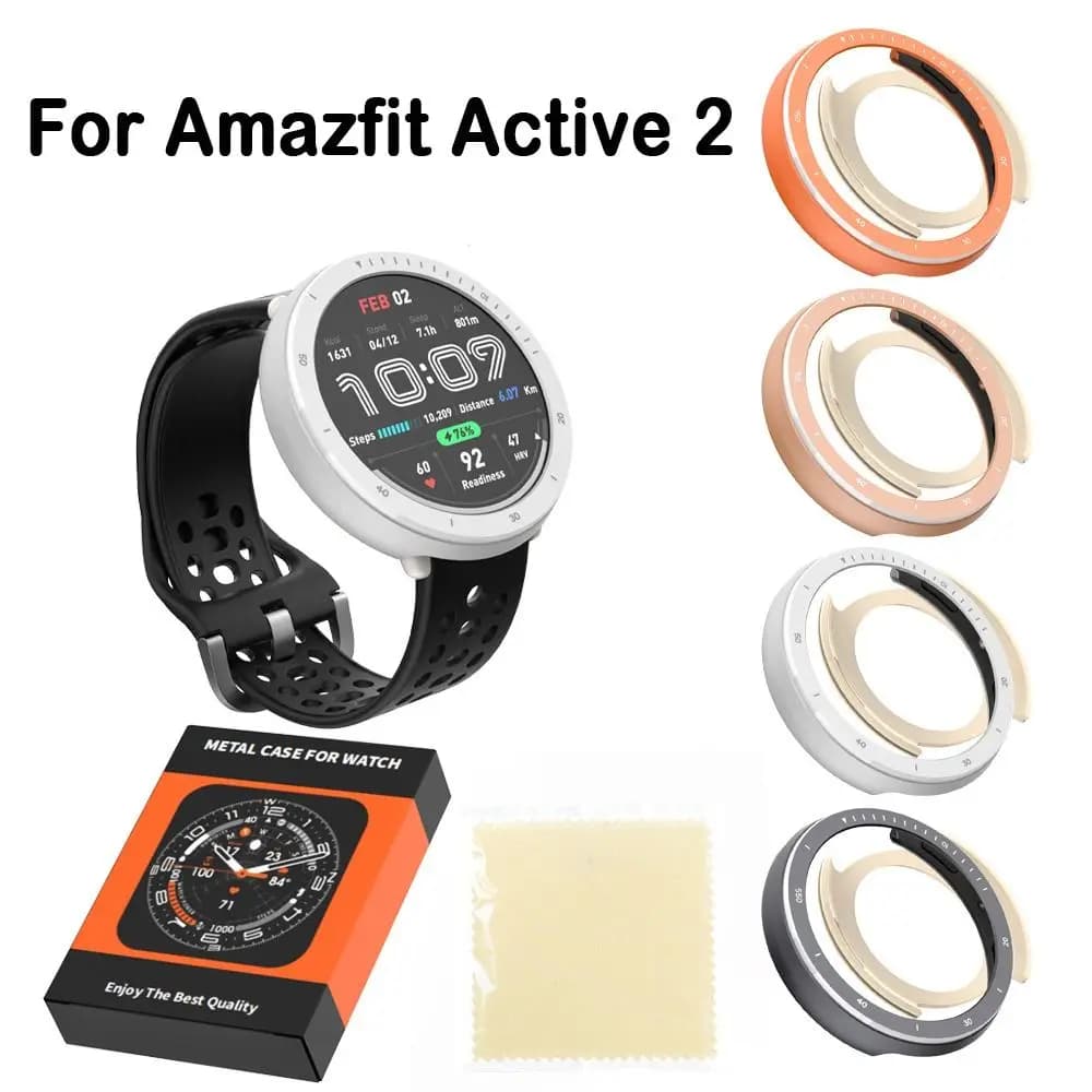 Per la sostituzione della lunetta dell'orologio in metallo, antigraffio, antiurto, custodia per orologio, protezione protettiva per schermo per Amazfit Active 2