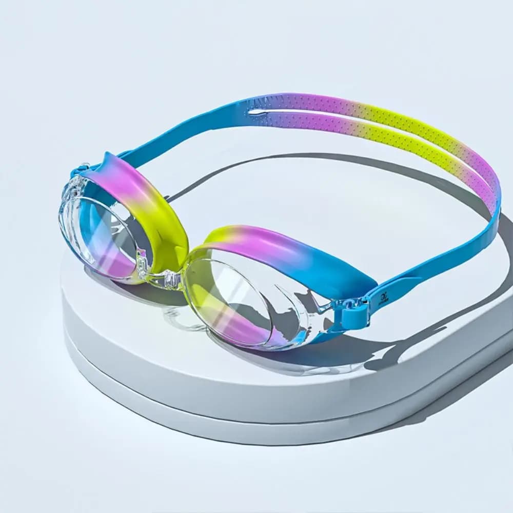 Anti-fog Swim Goggles Silicone Mirror Frame Quick Adjustable Nearsighted Swim Eyewear No Leakage with Elastic Bungee Strap