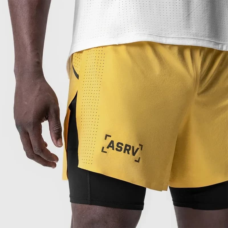 Men's 2in1 Running Shorts Quick Dry Compression Gym Short Pants Summer Breathable Fitness Jogger Athletic Workout Casual Sports