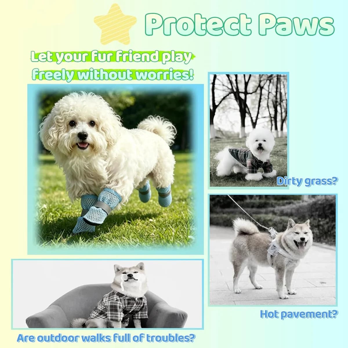 4 Pcs Dog Summer Boots Breathable Mesh Pet Shoes With Anti-Slip Soles Reflective Straps Waterproof Paws Suitable For Hot Roads