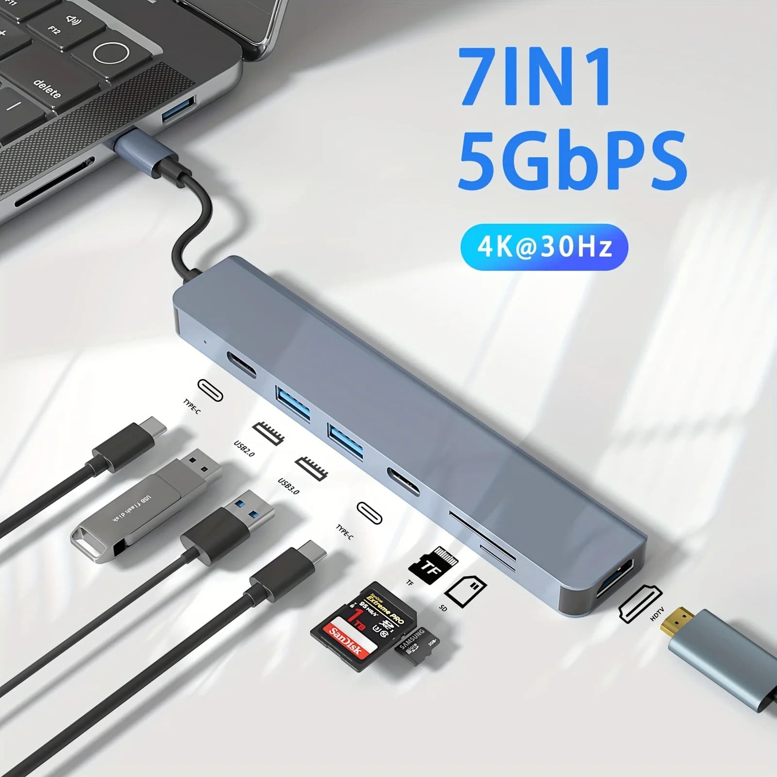 Tipo C HUB 4K 30Hz USB C a HDTV compatibile PD 100W Adattatore per MacBook Air Pro Samsung USB 3.0 HUB Convertitore multi splitter