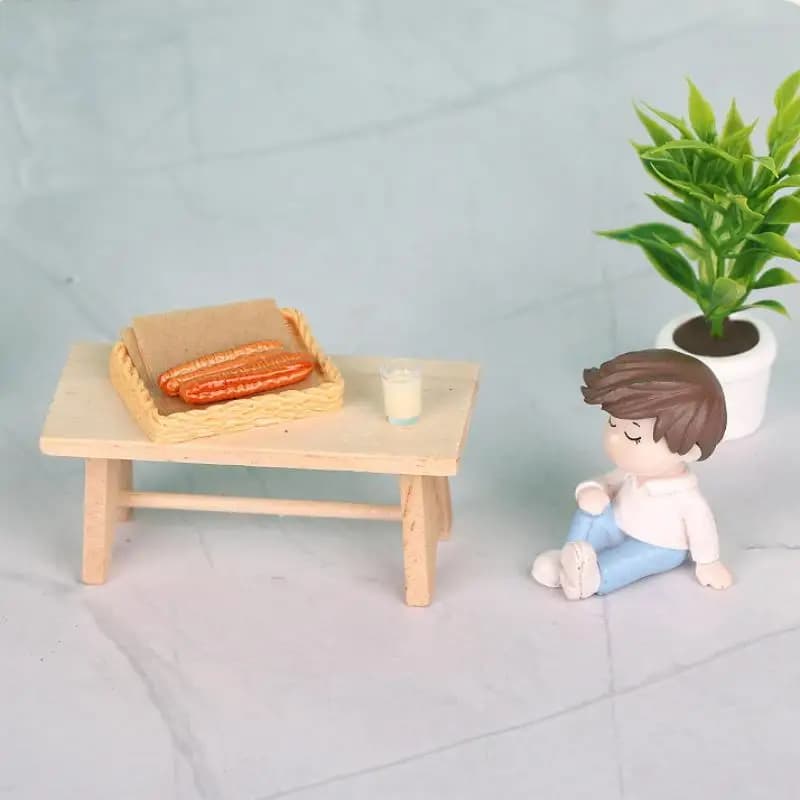 Accessori per Casa delle Bambole in Miniatura, Set di 5 Pezzi di Latte di Soia e Bastoncini di Pasta Fritta, Modellini Giocattolo per Ornamenti Casa delle Bambole