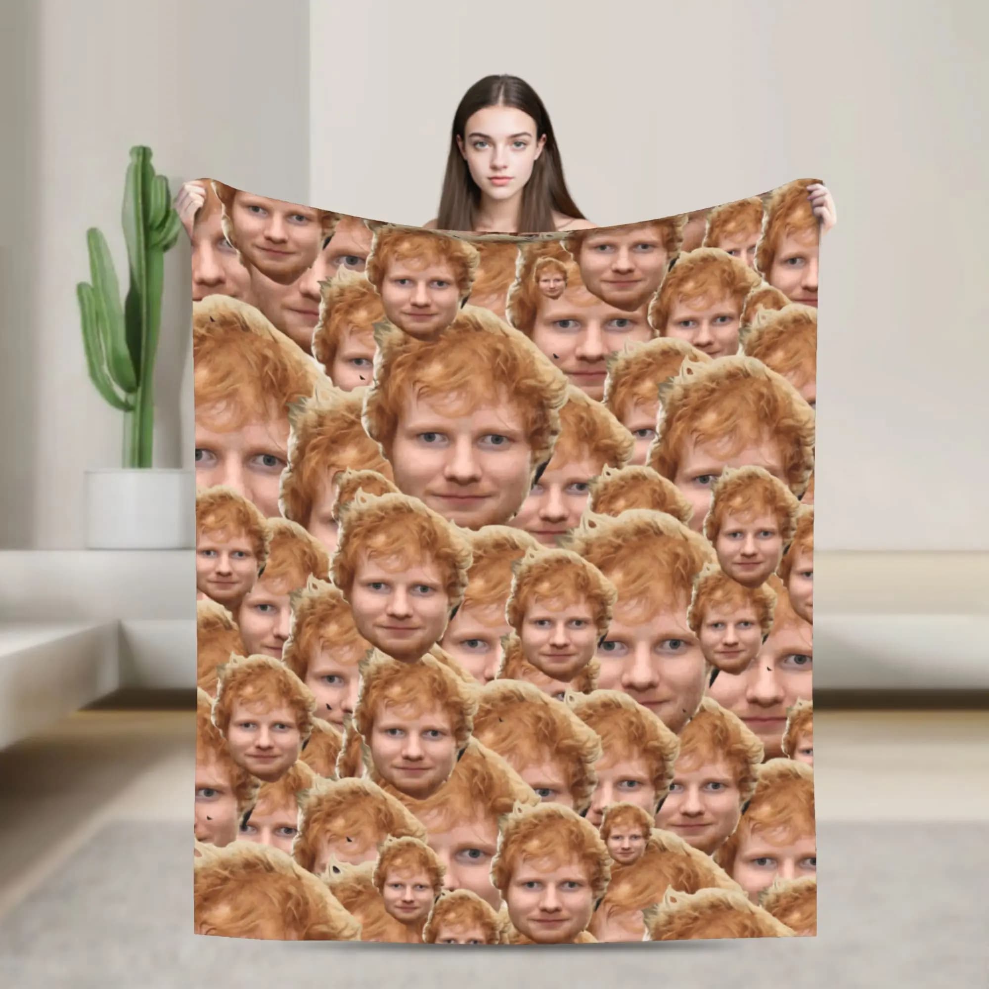 Coperta Morbida e Calda con Motivo di Ed Sheeran, Tendenza Streetwear, Plaid in Peluche per Picnic all'Aperto, Copriletto in Flanella