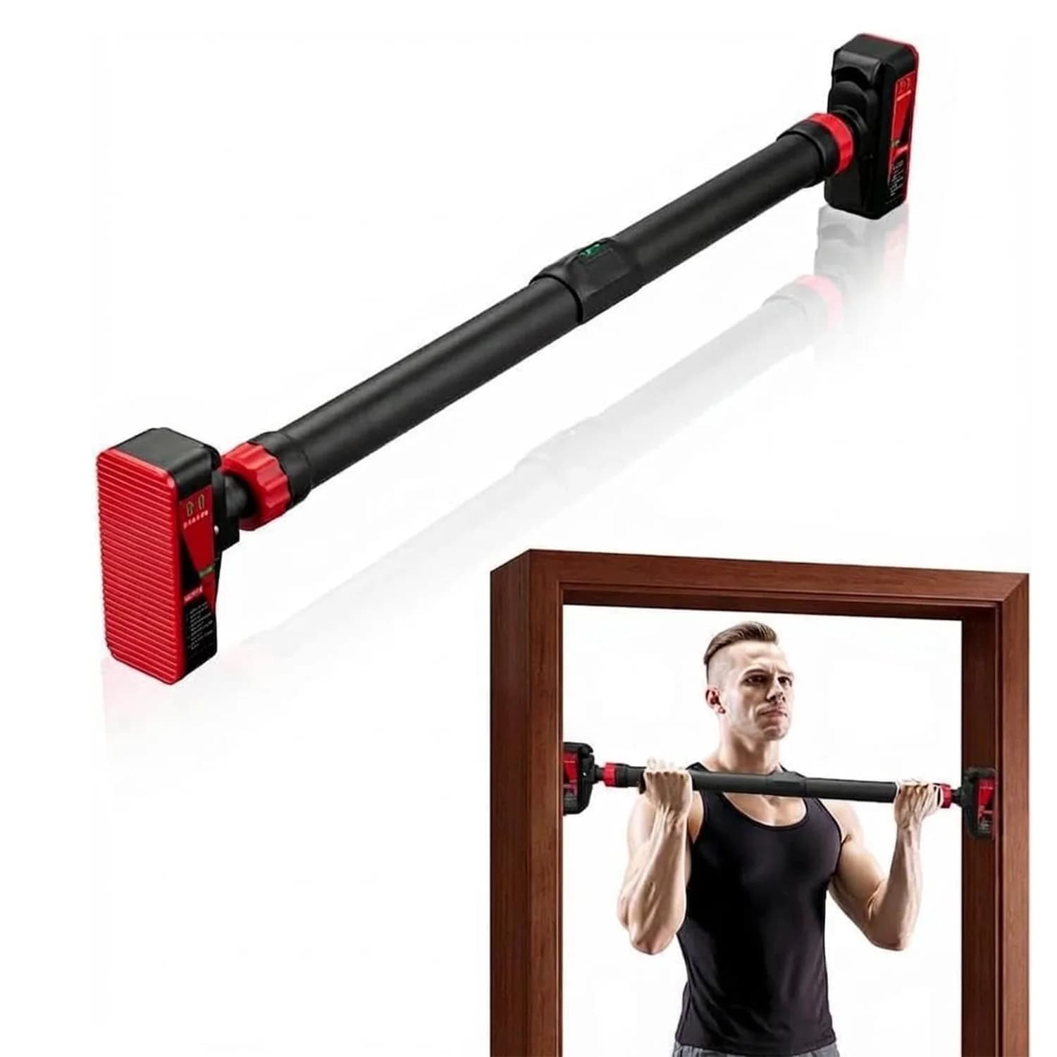 Door Traction Bar, Reinforced Traction Bar, Traction Bar Adjustable in Width for Home Gym, No Screws, Load Maximum 440 Books