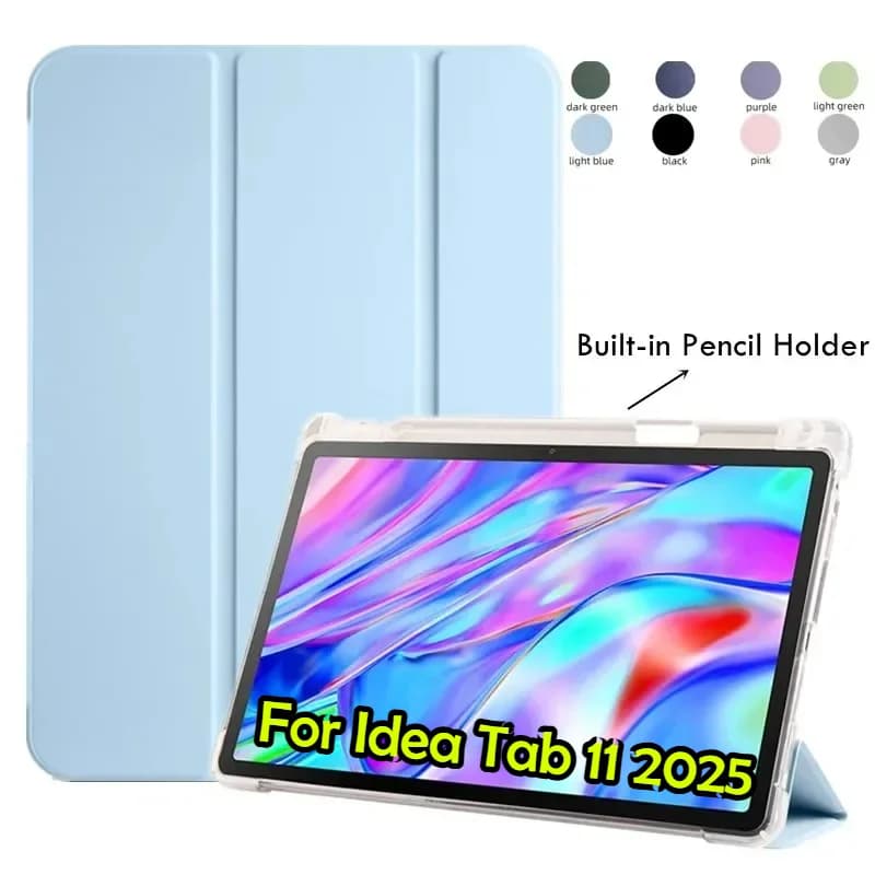 Custodia Smart Opaca Trasparente con Porta Penna per Lenovo Idea Tab Plus 12.1" 2025 M11 M10 Xiaoxin Pad Pro 11.5 Plus 11 10.6 " Gen 2