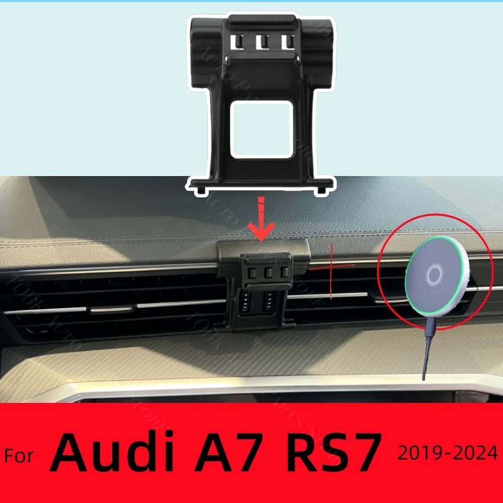 Supporto magnetico per telefono per auto per Audi A7 RS7 2019-2024 2020 2021 2022 Ricarica wireless Speciale staffa fissa Base MagSafe Mount