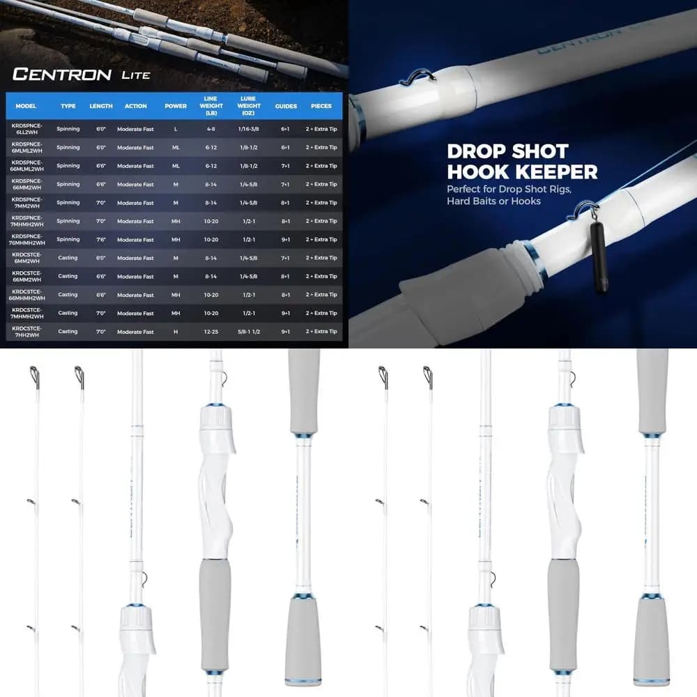 Canne da Pesca in Grafite Twin Tip con Guide in Acciaio Inossidabile, Manico in EVA, Porta Amo Drop Shot