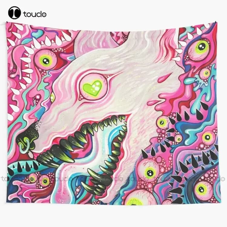 Glitterwolf Acrylic Painting Tapestry Tapestry Wall Hanging For Living Room Bedroom Dorm Room Home Decor Printed Tapestry