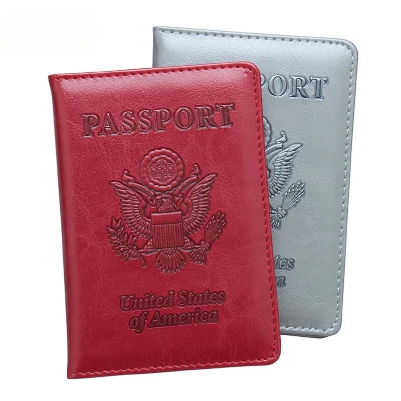 Porta passaporto in rilievo USA Copertine per passaporto in rilievo in pelle Custodia per passaporto Porta biglietti per aereo Porta documenti Accessori da viaggio