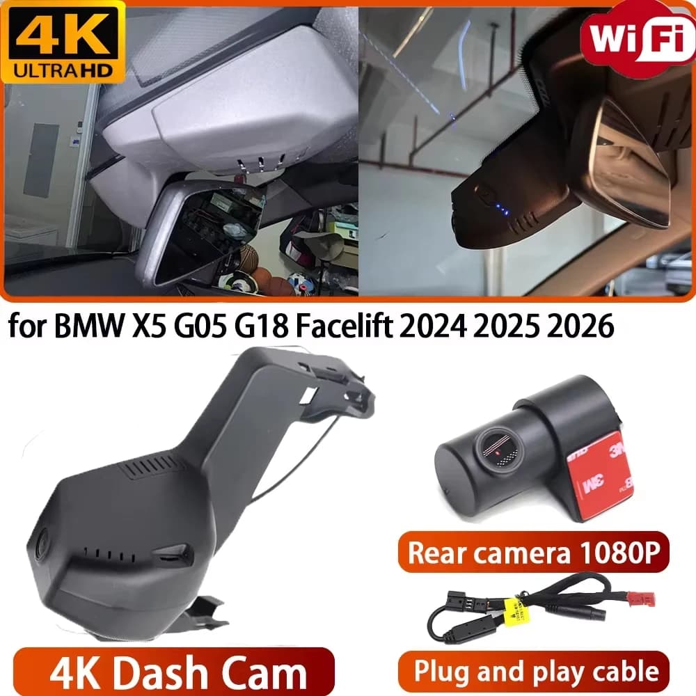 for BMW X5 G05 G18 Facelift 2024 2025 2026 Video Recorder 4K DVR Dash Cam Wifi Camera 170° Angle Plug & Play Loop Recording