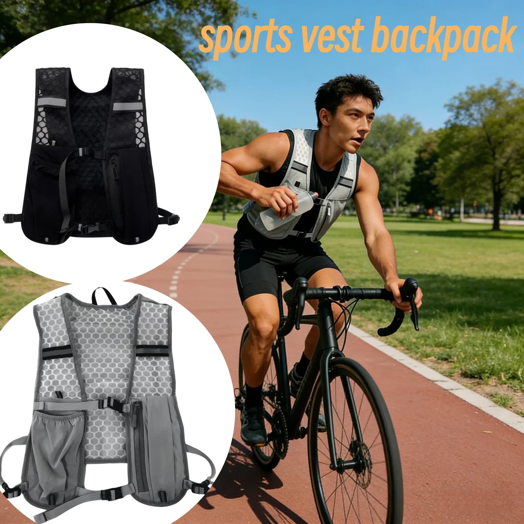 New Running Backpack with Bottle Door, Lightweight for Cycling, Jogging, Marathon, Hiking and Climbing