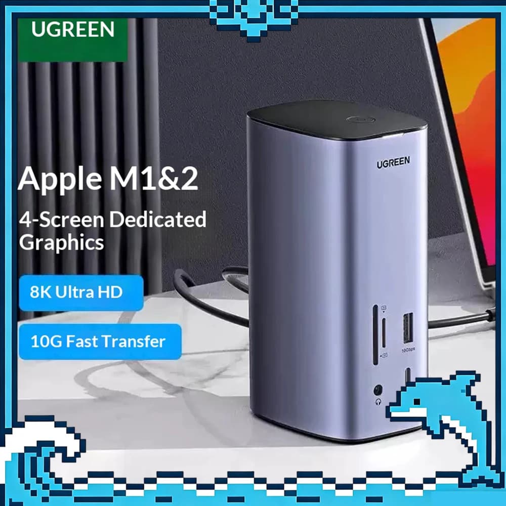 UGREEN CM555 Expansion Dock Laptop Docking Stations Four‑Screen Different‑Display, Hdmi+Dp 10Gbps High‑Speed Transmission