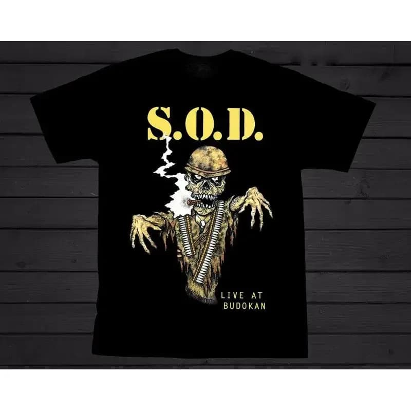 Vtg S O D Band Live In Concert T-shirt in cotone nero di tutte le taglie Bl154