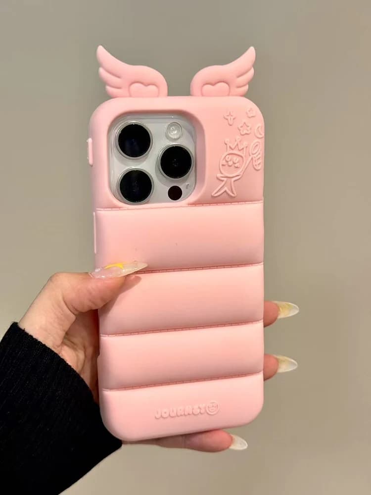 Cover posteriore per telefono in silicone morbido con ala a forma di cuore d'amore per iPhone 16 Pro Max 17 15 13 14 Custodia