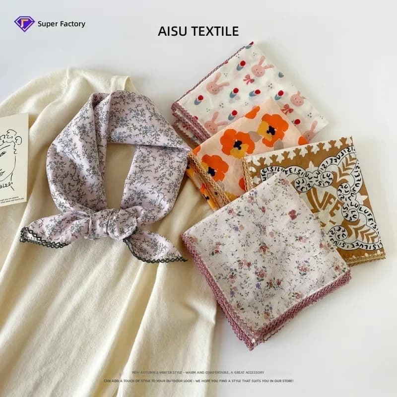2026 70 Cotton Small Square Scarves Wholesale Fresh Breathable Soft Literary Decorative Silk Scarves Spring Summer Versatile