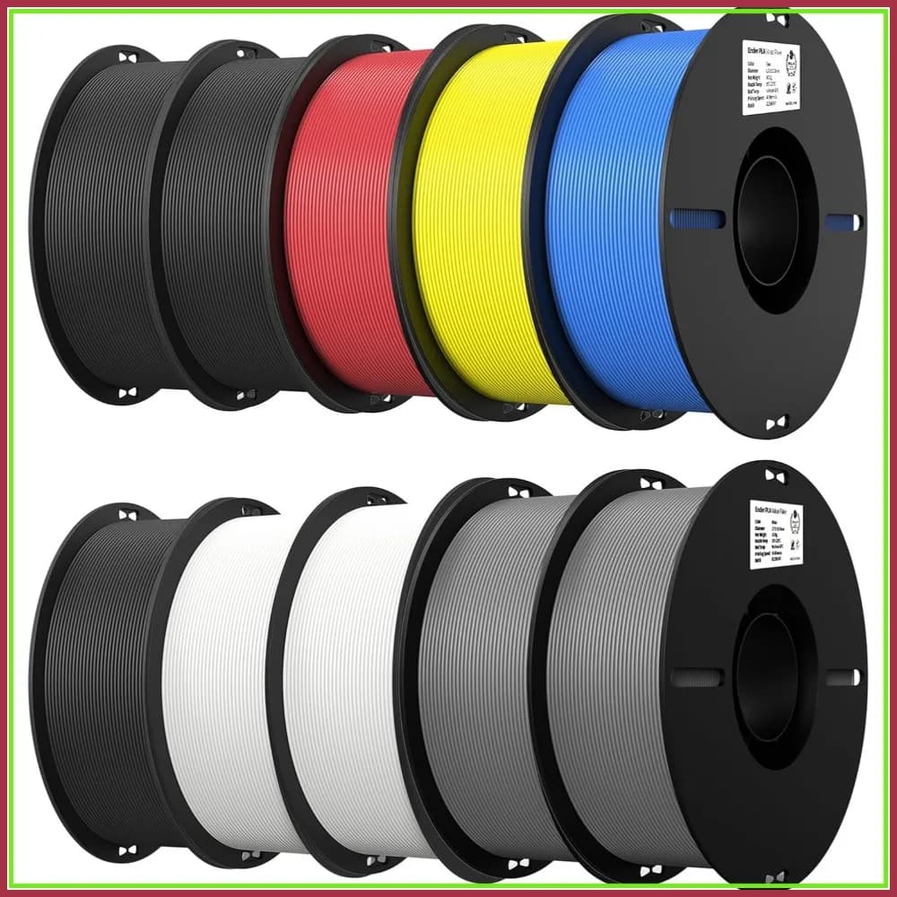 Confezione da 10 filamenti PLA da 1,75 mm per stampa 3D, senza grovigli, forte adesione, prestazioni di sovrapposizione, precisione +/- 0,02 mm