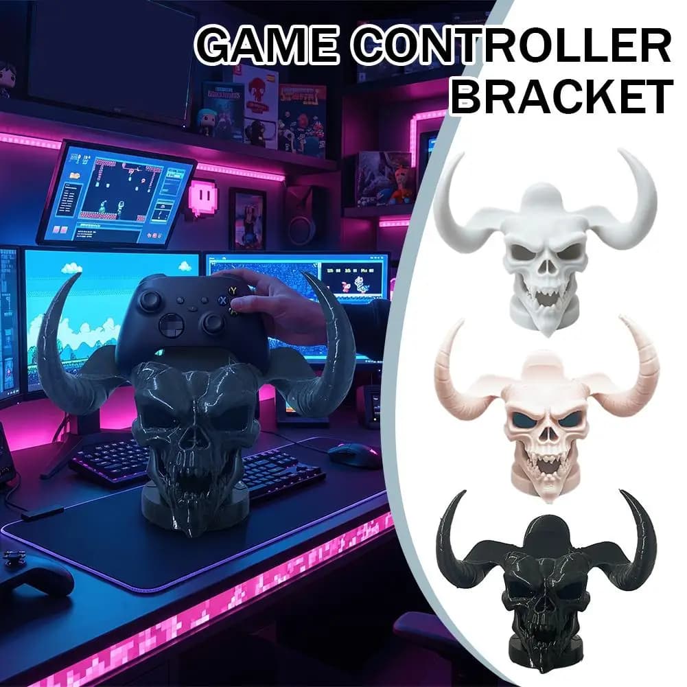 Unique Devil Skull Horn Controller Holder Desk Organizer Stand For PS5 PS4 Gamepad Cool Gaming Accessory Game Room Decoration