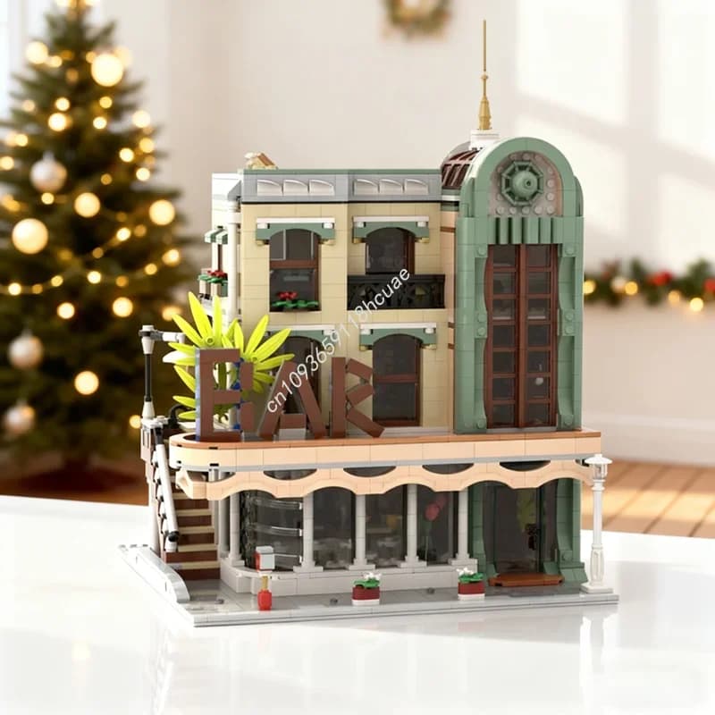 2354pcs MOC Downtown Bar Boutique Hotel Modulared Model Building Christmas gifts blocks Architecture DIY creative toy Brick Kids